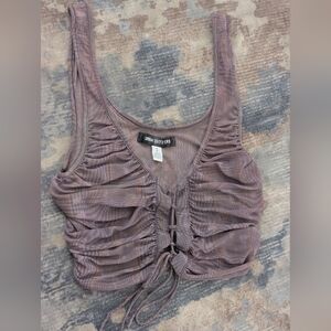 Urban Outfitters Silence + Noise Ruched Tie Front Mesh Tank Top Size S